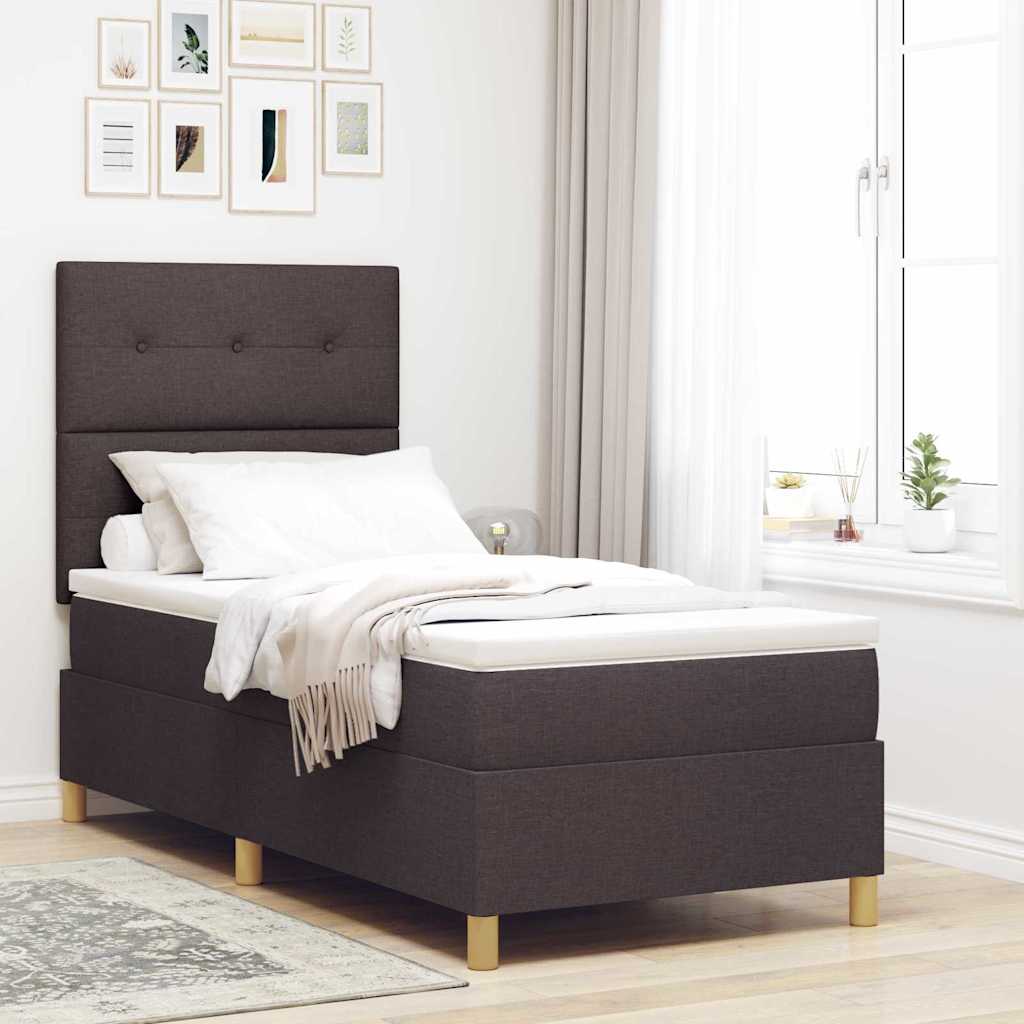 LED Box Spring Bed met matras Donkerbruin 80 x 200 cm Stof is nu te koop bij PeponiXL, paradijselijk wonen!