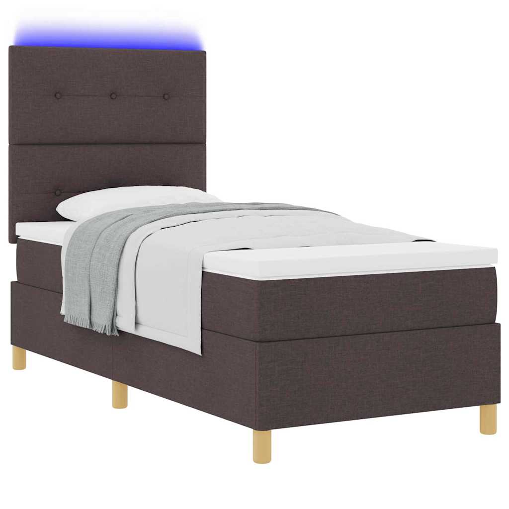 LED Box Spring Bed met matras Donkerbruin 80 x 200 cm Stof is nu te koop bij PeponiXL, paradijselijk wonen!