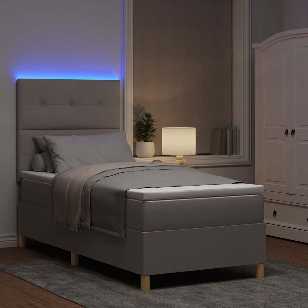 LED Box Spring Bed met matras Taupe 80 x 200 cm Stof is nu te koop bij PeponiXL, paradijselijk wonen!