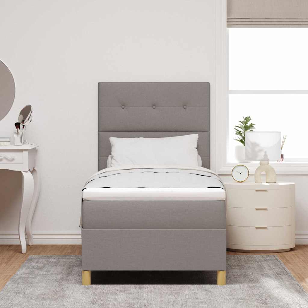 LED Box Spring Bed met matras Taupe 80 x 200 cm Stof is nu te koop bij PeponiXL, paradijselijk wonen!