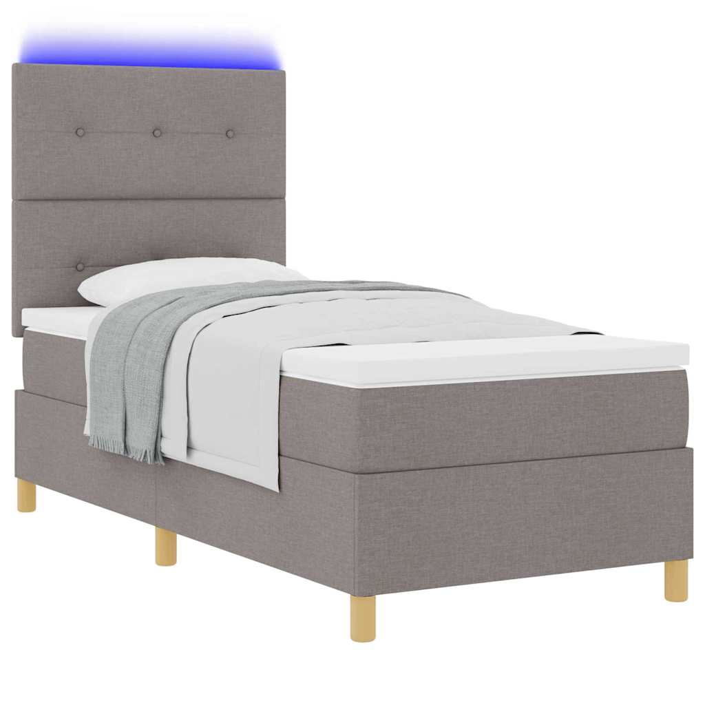 LED Box Spring Bed met matras Taupe 80 x 200 cm Stof is nu te koop bij PeponiXL, paradijselijk wonen!