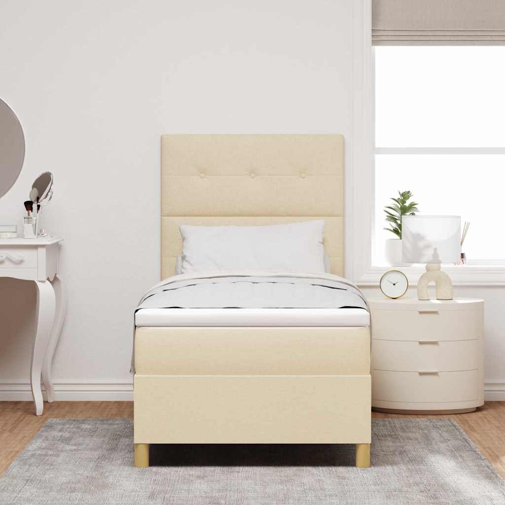 LED Box Spring Bed met matras Crème 80 x 200 cm Stof is nu te koop bij PeponiXL, paradijselijk wonen!