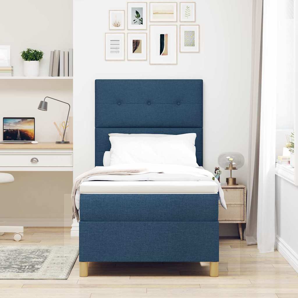 LED Box Spring Bed met matras Blauw 80 x 200 cm Stof is nu te koop bij PeponiXL, paradijselijk wonen!