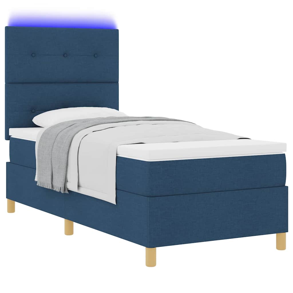 LED Box Spring Bed met matras Blauw 80 x 200 cm Stof is nu te koop bij PeponiXL, paradijselijk wonen!