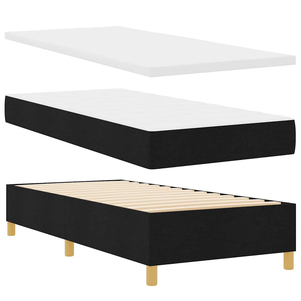 LED Box Spring Bed met matras Zwart 90 x 190 cm Stof is nu te koop bij PeponiXL, paradijselijk wonen!