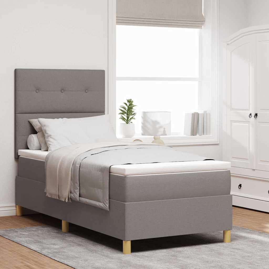 LED Box Spring Bed met matras Taupe 90 x 190 cm Stof is nu te koop bij PeponiXL, paradijselijk wonen!