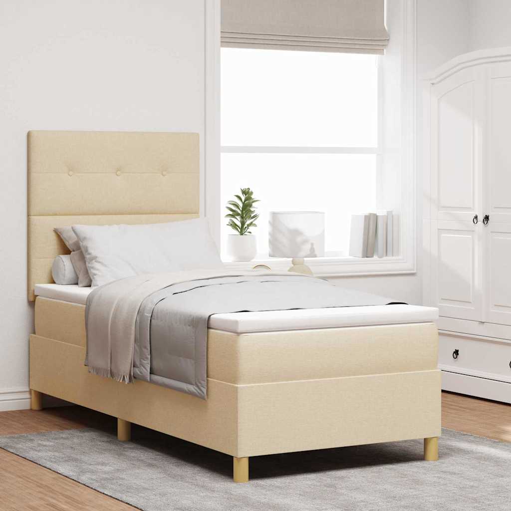 LED Box Spring Bed met matras Crème 90 x 190 cm Stof is nu te koop bij PeponiXL, paradijselijk wonen!