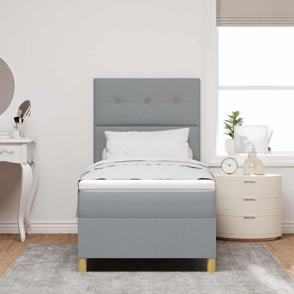 LED Box Spring Bed met matras Lichtgrijs 90 x 200 cm Stof is nu te koop bij PeponiXL, paradijselijk wonen!