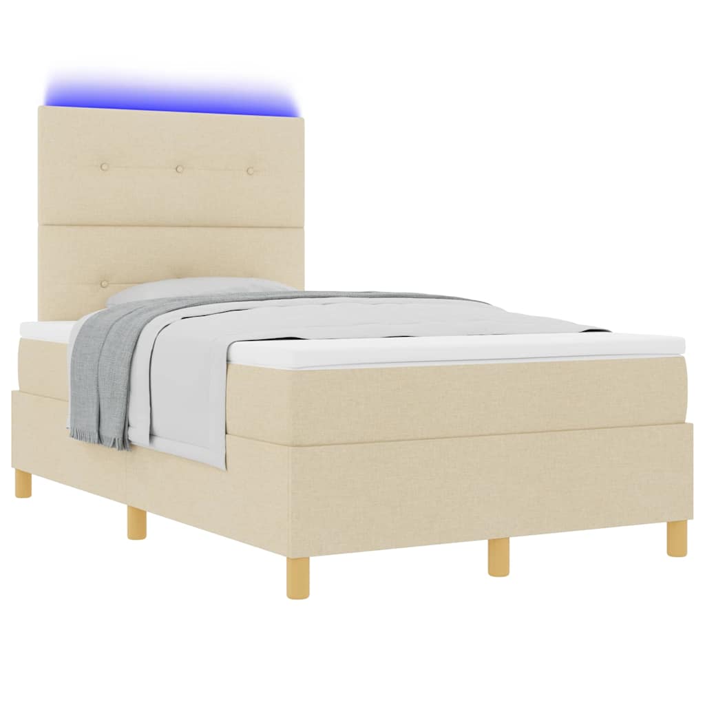 LED Box Spring Bed met matras Crème 120 x 190 cm Stof is nu te koop bij PeponiXL, paradijselijk wonen!