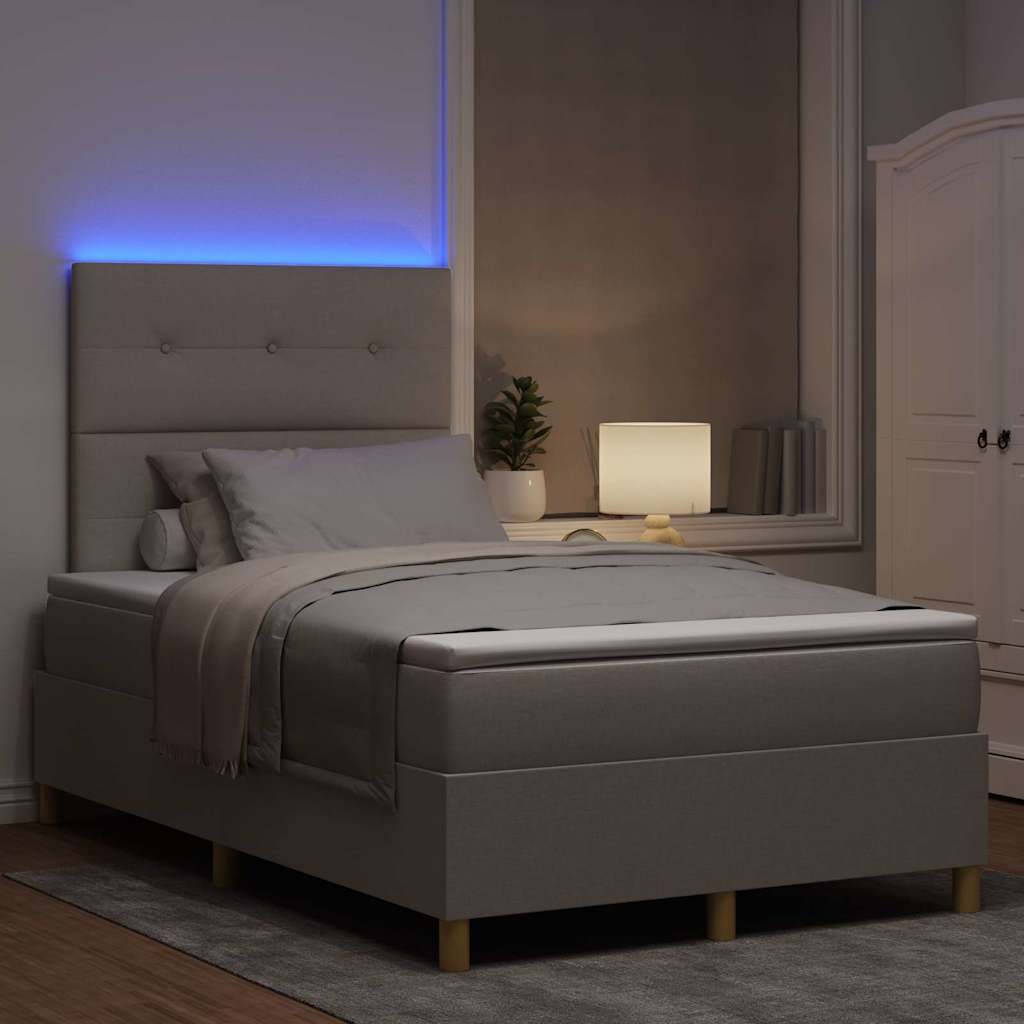 LED Box Spring Bed met matras Taupe 120 x 200 cm Stof is nu te koop bij PeponiXL, paradijselijk wonen!
