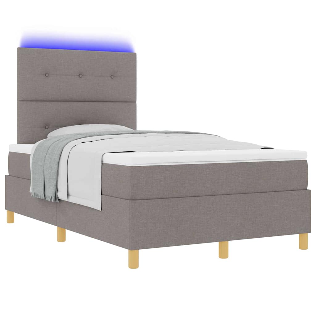 LED Box Spring Bed met matras Taupe 120 x 200 cm Stof is nu te koop bij PeponiXL, paradijselijk wonen!
