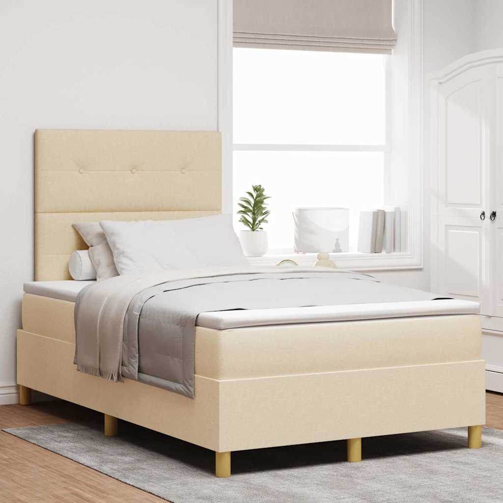LED Box Spring Bed met matras Crème 120 x 200 cm Stof is nu te koop bij PeponiXL, paradijselijk wonen!