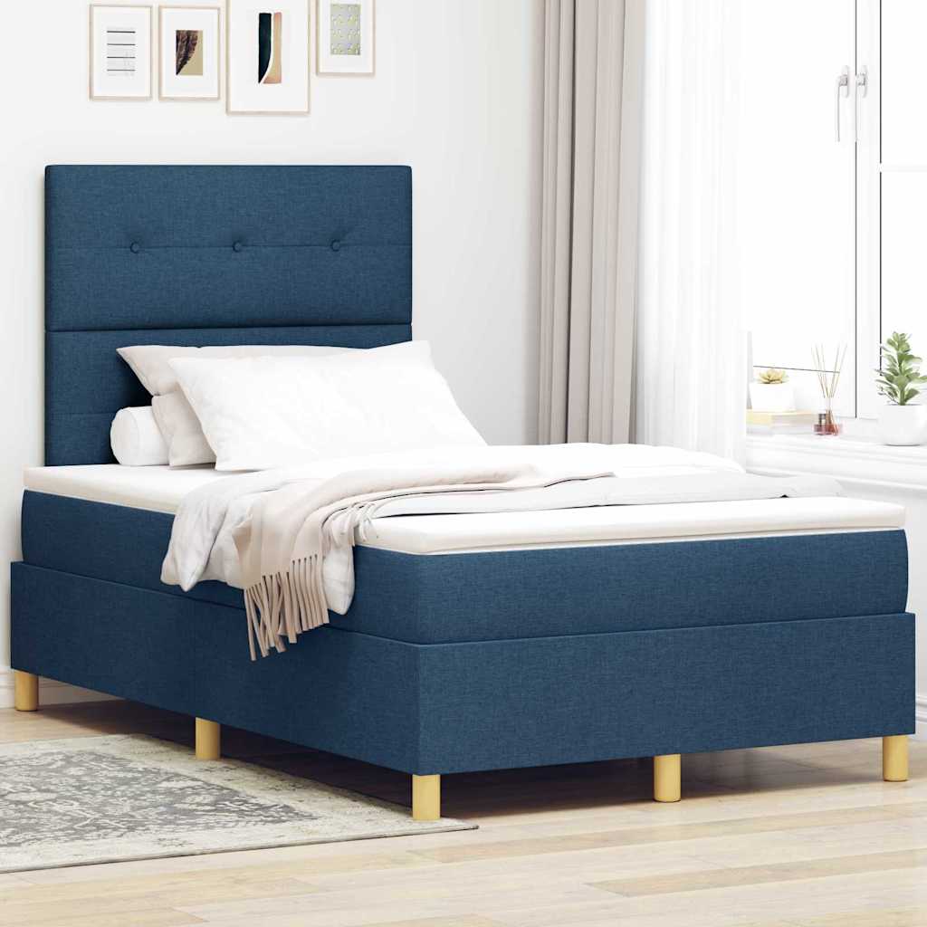 LED Box Spring Bed met matras Blauw 120 x 200 cm Stof is nu te koop bij PeponiXL, paradijselijk wonen!