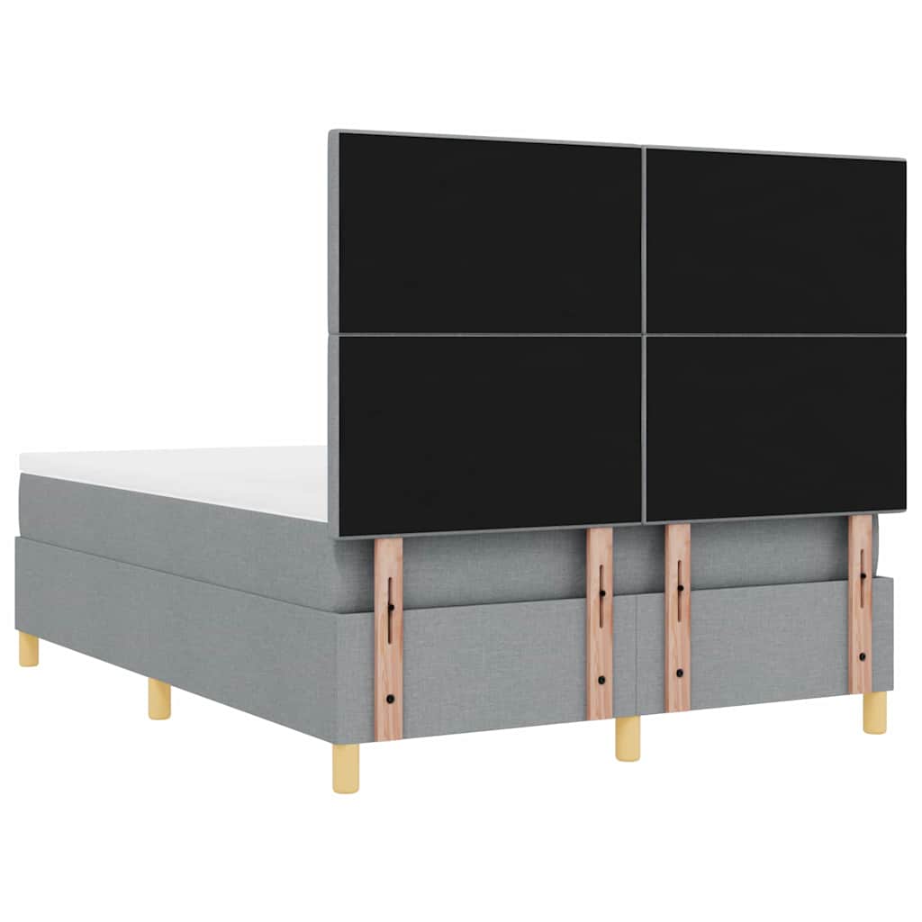 LED Box Spring Bed met matras Lichtgrijs 140 x 190 cm Stof is nu te koop bij PeponiXL, paradijselijk wonen!