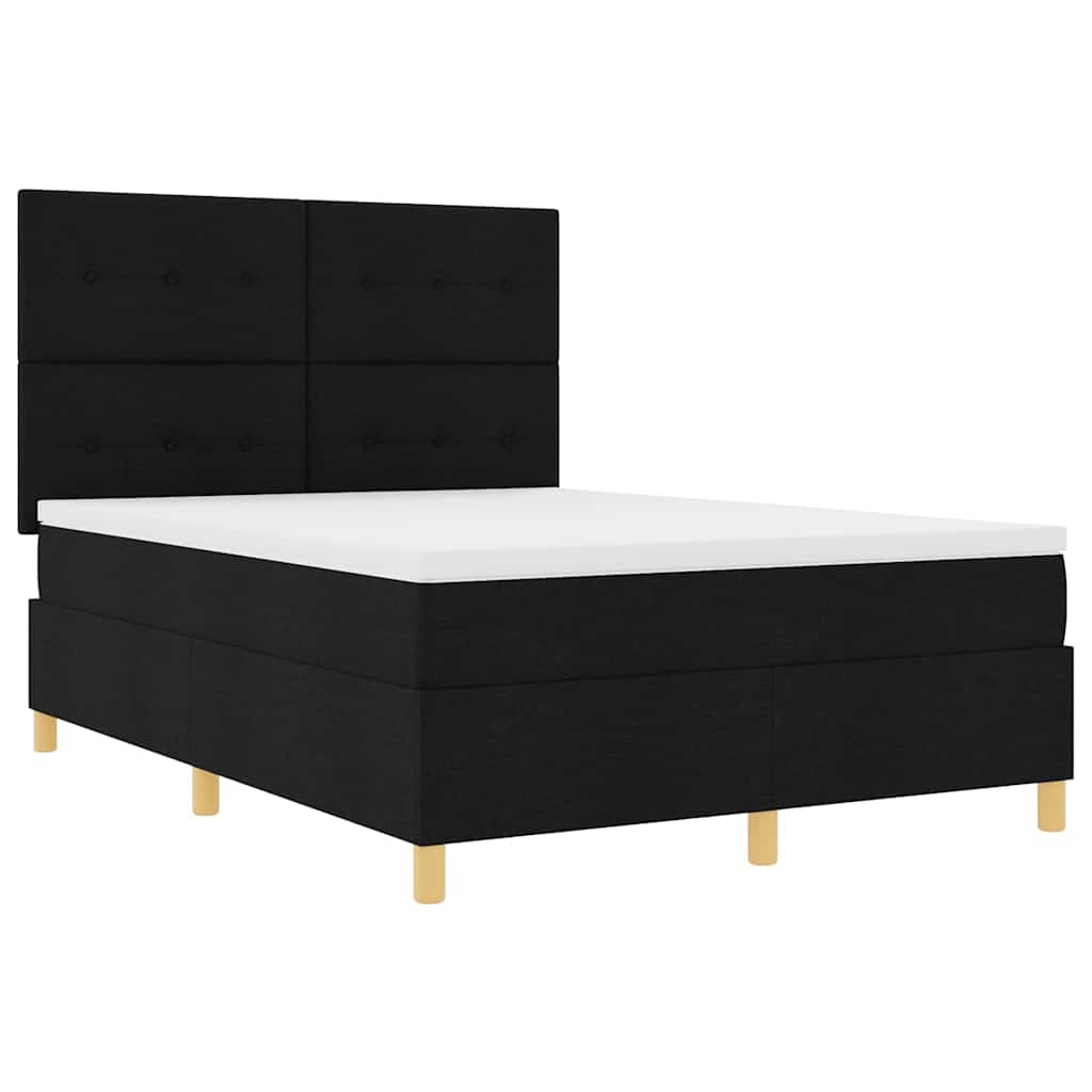 LED Box Spring Bed met matras Zwart 140 x 190 cm Stof is nu te koop bij PeponiXL, paradijselijk wonen!