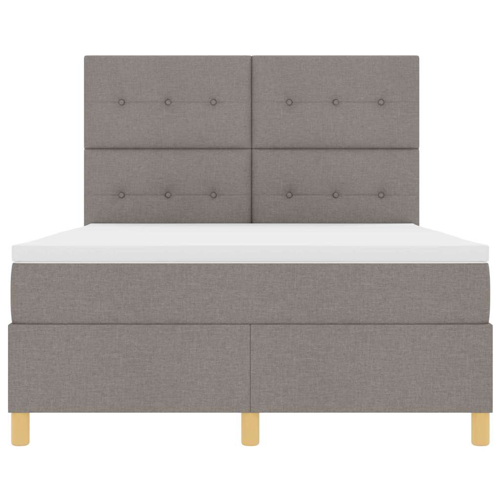 LED Box Spring Bed met matras Taupe 140 x 190 cm Stof is nu te koop bij PeponiXL, paradijselijk wonen!