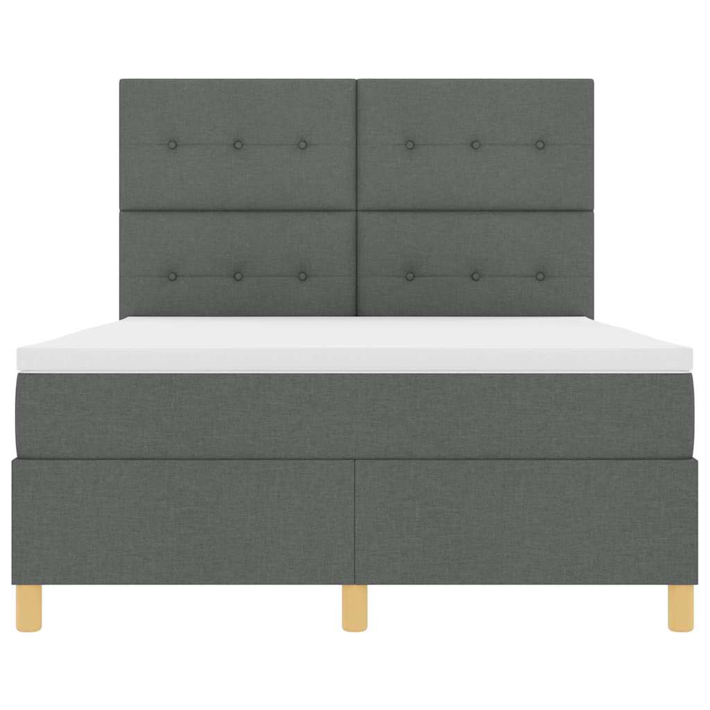 LED Box Spring Bed met matras Donkergrijs 140 x 200 cm Stof is nu te koop bij PeponiXL, paradijselijk wonen!