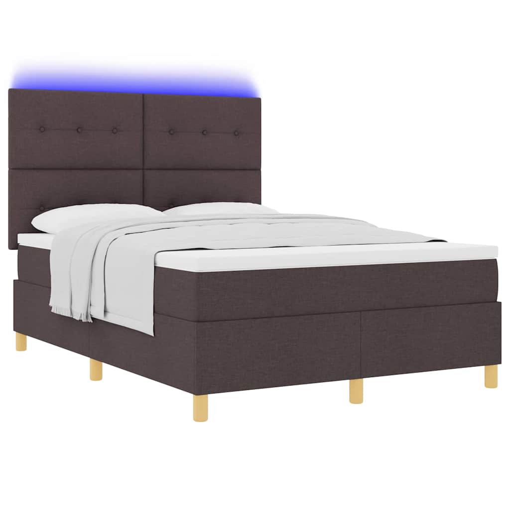 LED Box Spring Bed met matras Donkerbruin 140 x 200 cm Stof is nu te koop bij PeponiXL, paradijselijk wonen!