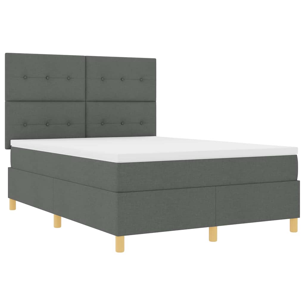 LED Box Spring Bed met matras Donkergrijs 160 x 200 cm Stof is nu te koop bij PeponiXL, paradijselijk wonen!