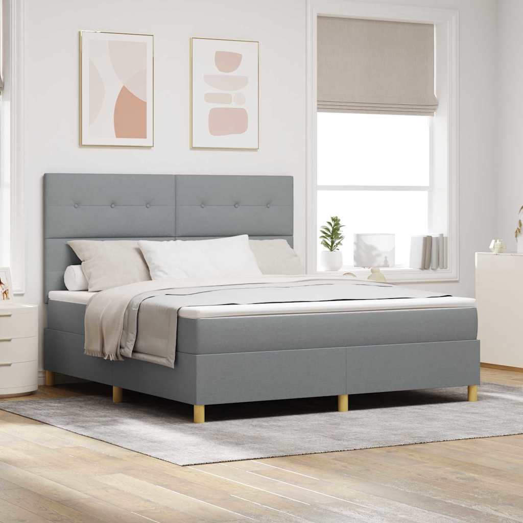 LED Box Spring Bed met matras Lichtgrijs 180 x 200 cm Stof is nu te koop bij PeponiXL, paradijselijk wonen!