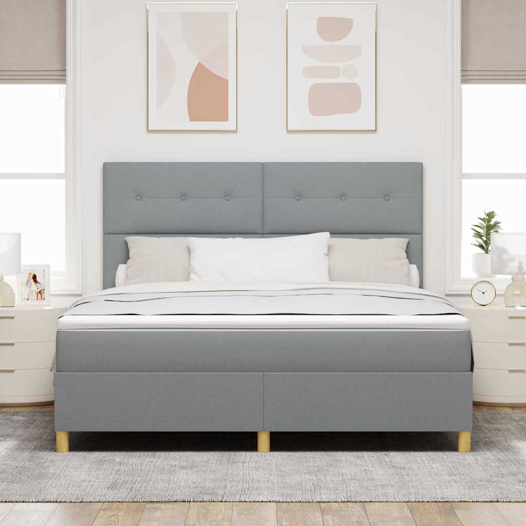 LED Box Spring Bed met matras Lichtgrijs 180 x 200 cm Stof is nu te koop bij PeponiXL, paradijselijk wonen!