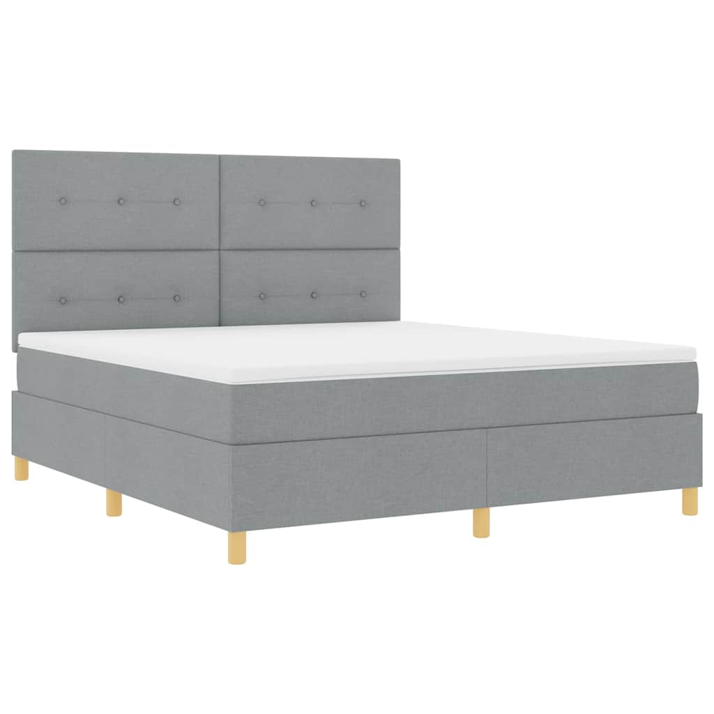 LED Box Spring Bed met matras Lichtgrijs 180 x 200 cm Stof is nu te koop bij PeponiXL, paradijselijk wonen!