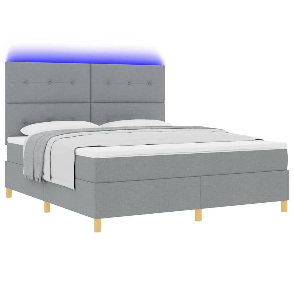 LED Box Spring Bed met matras Lichtgrijs 180 x 200 cm Stof is nu te koop bij PeponiXL, paradijselijk wonen!