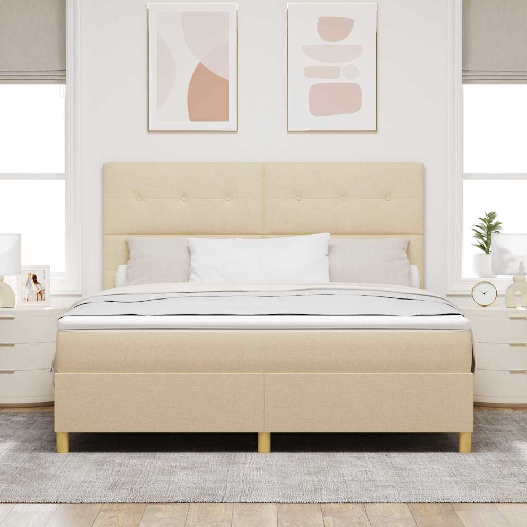 LED Box Spring Bed met matras Crème 180 x 200 cm Stof is nu te koop bij PeponiXL, paradijselijk wonen!