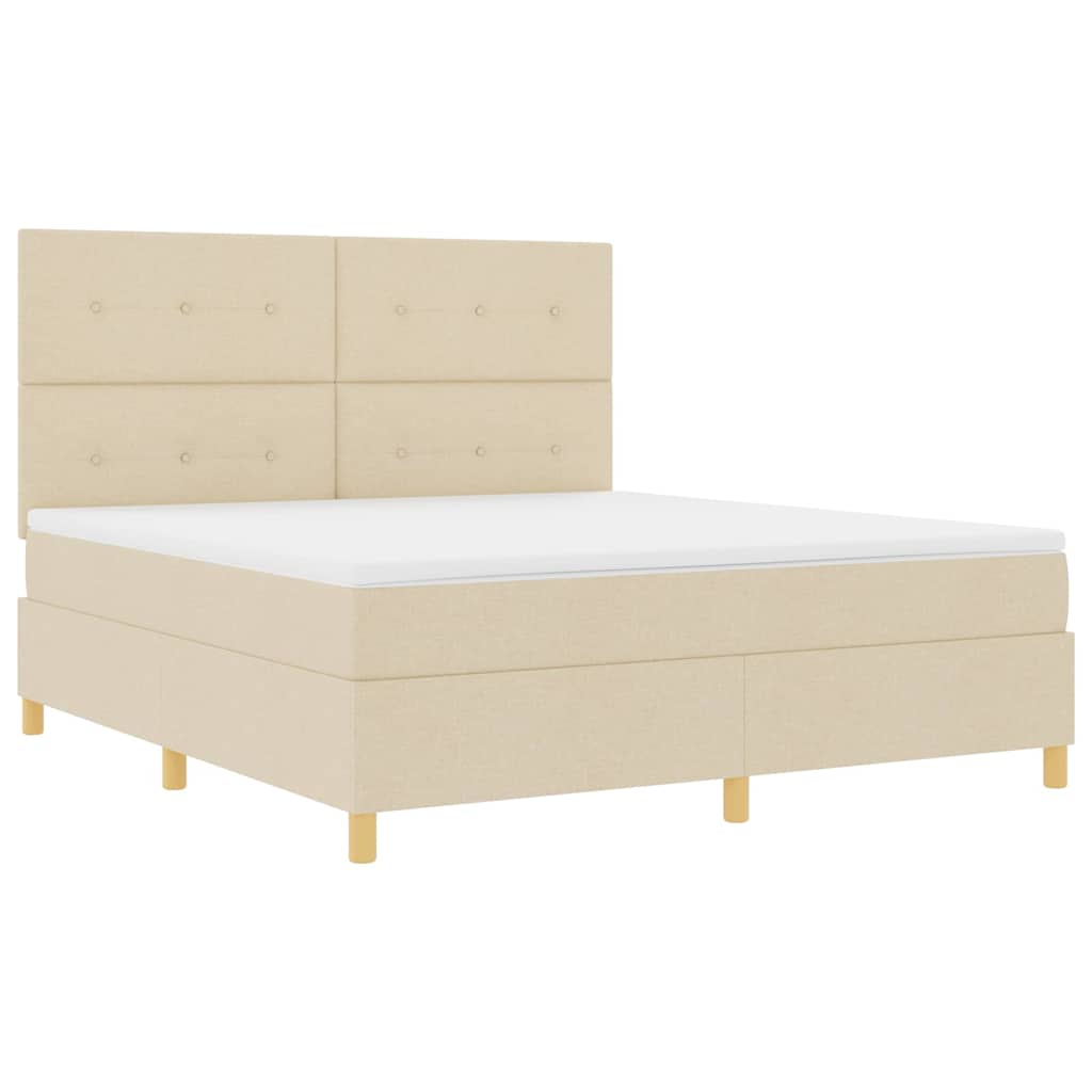 LED Box Spring Bed met matras Crème 180 x 200 cm Stof is nu te koop bij PeponiXL, paradijselijk wonen!