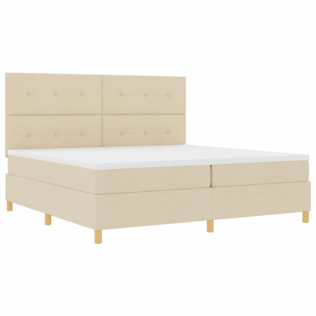 LED Box Spring Bed met matras Crème 200 x 200 cm Stof is nu te koop bij PeponiXL, paradijselijk wonen!