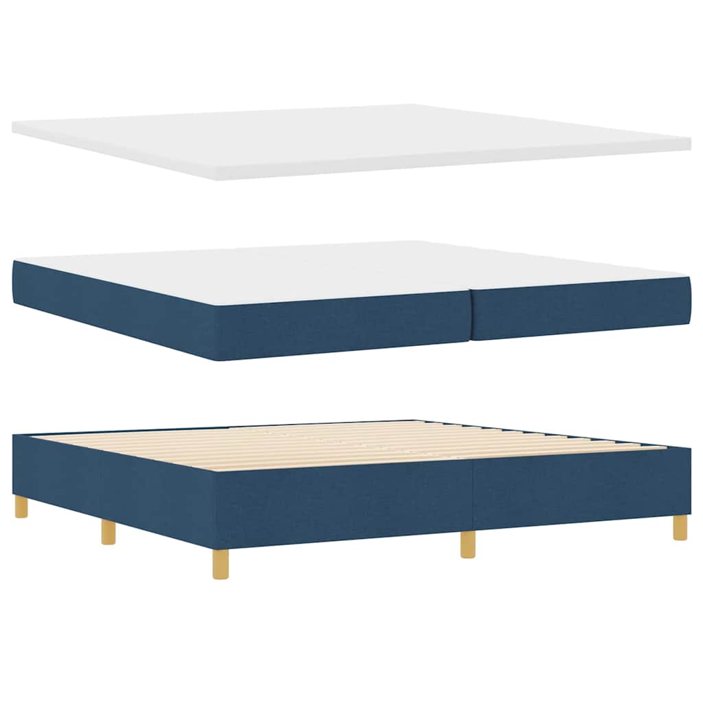 LED Box Spring Bed met matras Blauw 200 x 200 cm Stof is nu te koop bij PeponiXL, paradijselijk wonen!