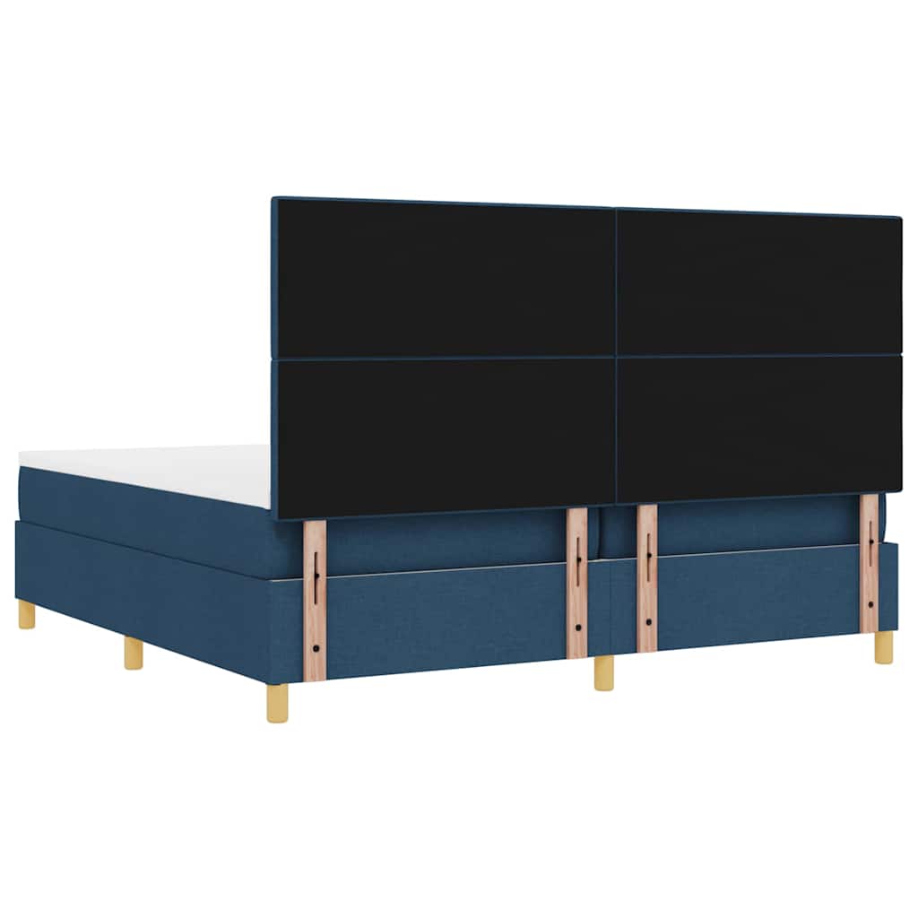 LED Box Spring Bed met matras Blauw 200 x 200 cm Stof is nu te koop bij PeponiXL, paradijselijk wonen!