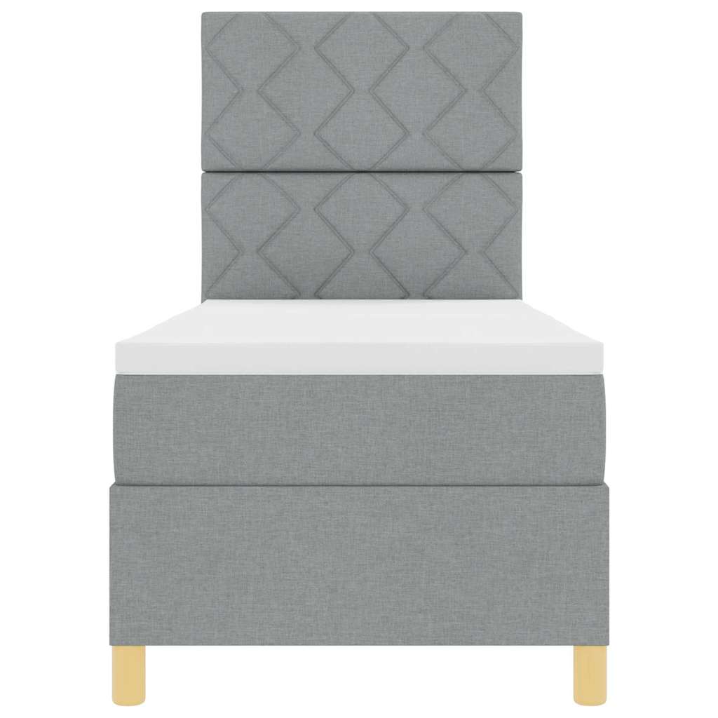 LED Box Spring Bed met matras Lichtgrijs 80 x 200 cm Stof is nu te koop bij PeponiXL, paradijselijk wonen!