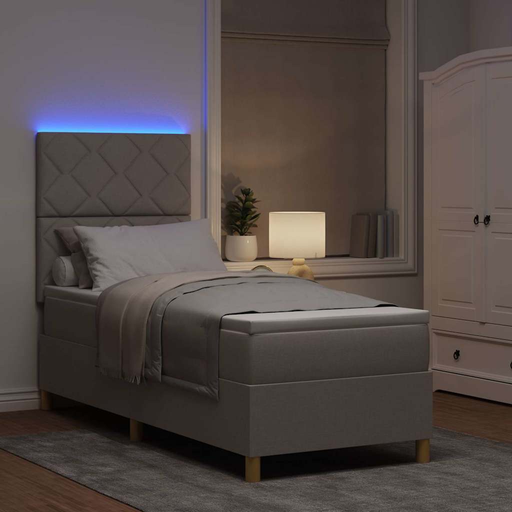 LED Box Spring Bed met matras Taupe 80 x 200 cm Stof is nu te koop bij PeponiXL, paradijselijk wonen!