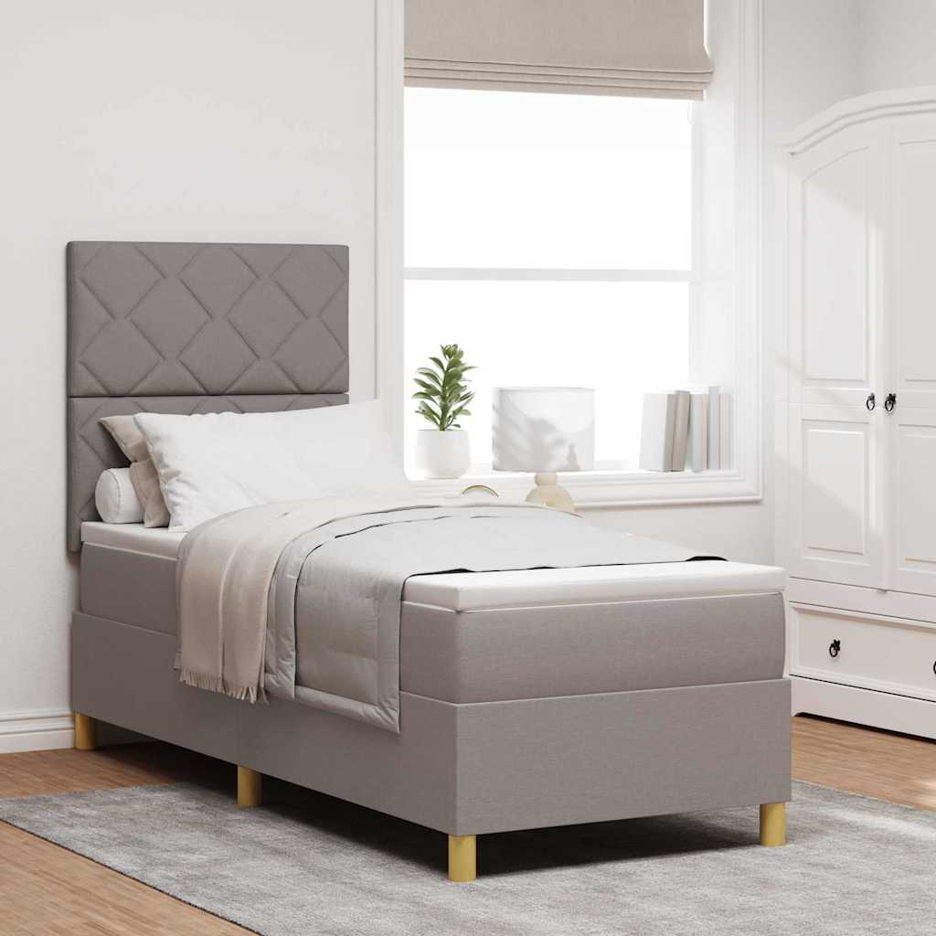 LED Box Spring Bed met matras Taupe 80 x 200 cm Stof is nu te koop bij PeponiXL, paradijselijk wonen!