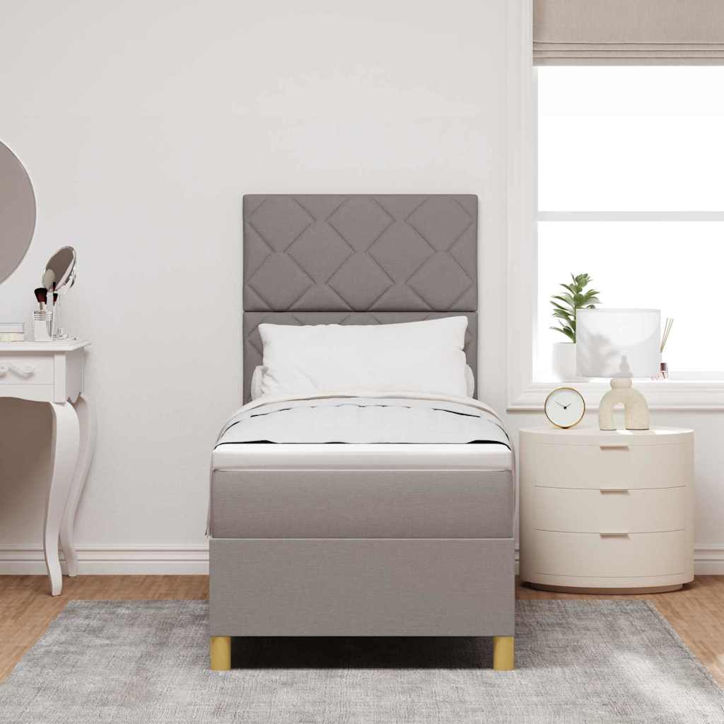LED Box Spring Bed met matras Taupe 80 x 200 cm Stof is nu te koop bij PeponiXL, paradijselijk wonen!