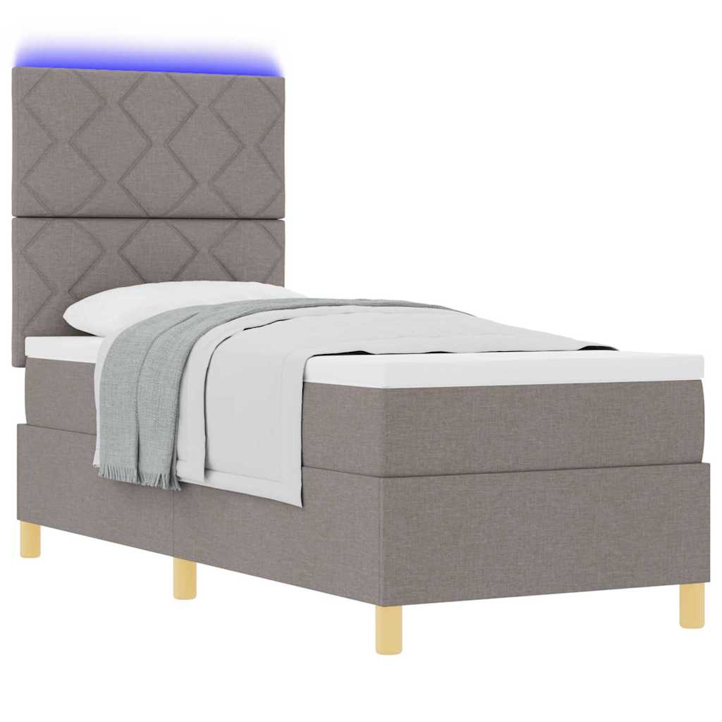 LED Box Spring Bed met matras Taupe 80 x 200 cm Stof is nu te koop bij PeponiXL, paradijselijk wonen!
