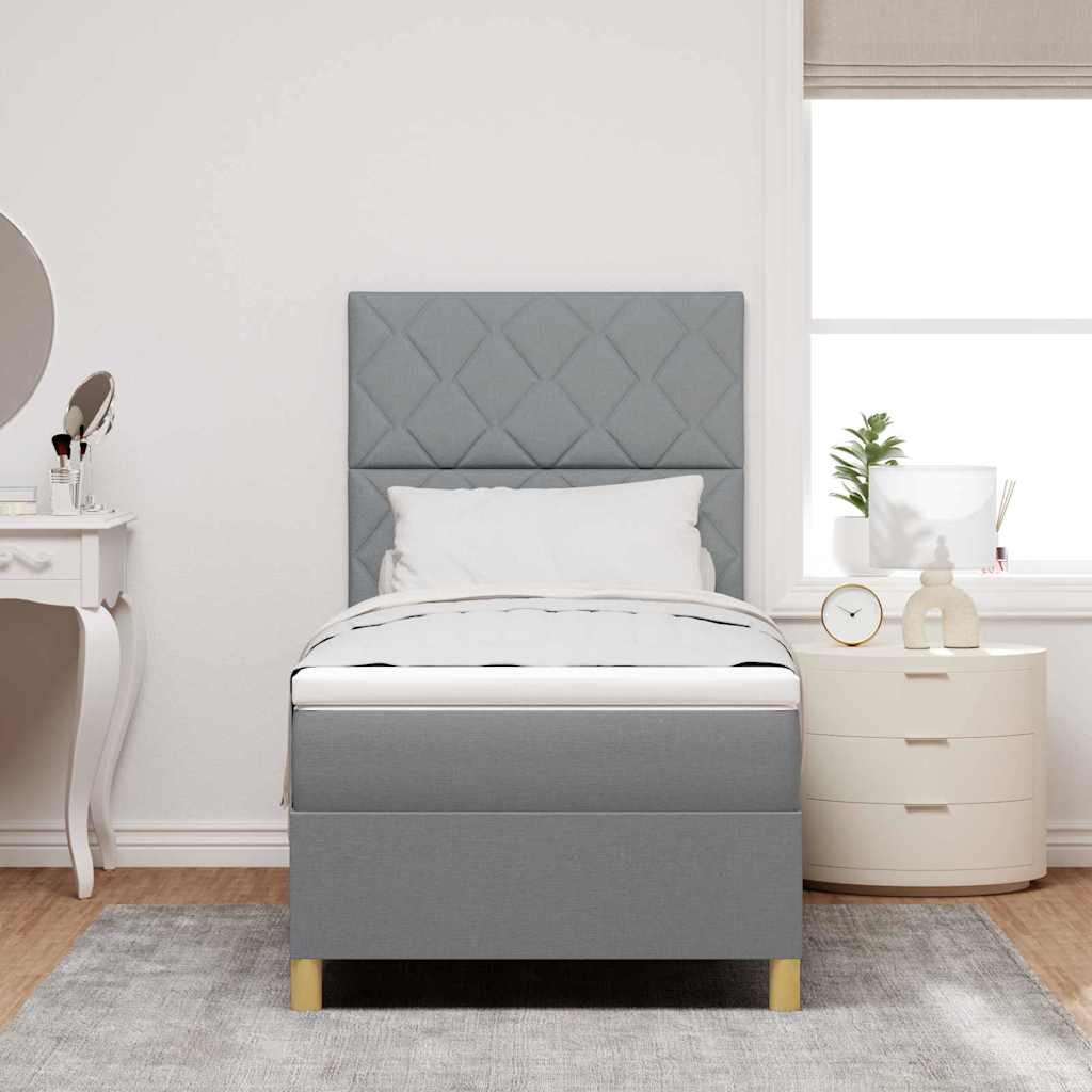 LED Box Spring Bed met matras Lichtgrijs 100 x 200 cm Stof is nu te koop bij PeponiXL, paradijselijk wonen!