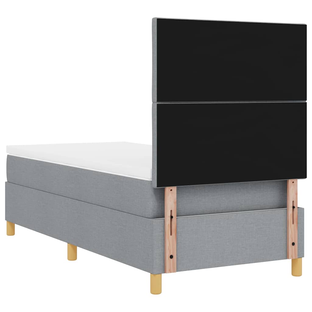LED Box Spring Bed met matras Lichtgrijs 100 x 200 cm Stof is nu te koop bij PeponiXL, paradijselijk wonen!