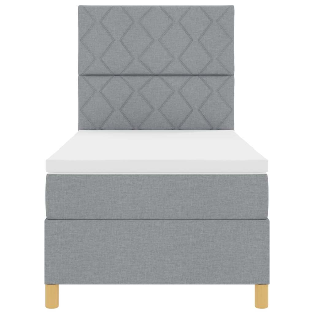 LED Box Spring Bed met matras Lichtgrijs 100 x 200 cm Stof is nu te koop bij PeponiXL, paradijselijk wonen!