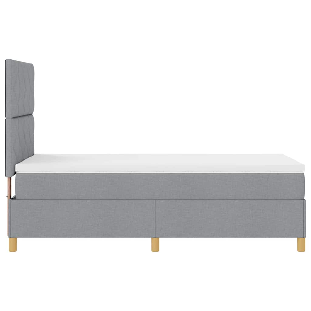 LED Box Spring Bed met matras Lichtgrijs 100 x 200 cm Stof is nu te koop bij PeponiXL, paradijselijk wonen!