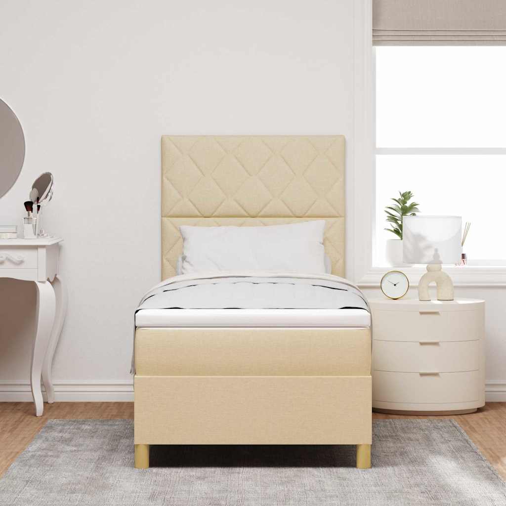 LED Box Spring Bed met matras Crème 100 x 200 cm Stof is nu te koop bij PeponiXL, paradijselijk wonen!