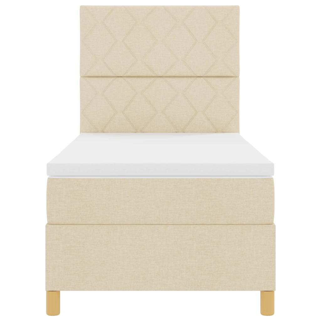 LED Box Spring Bed met matras Crème 100 x 200 cm Stof is nu te koop bij PeponiXL, paradijselijk wonen!