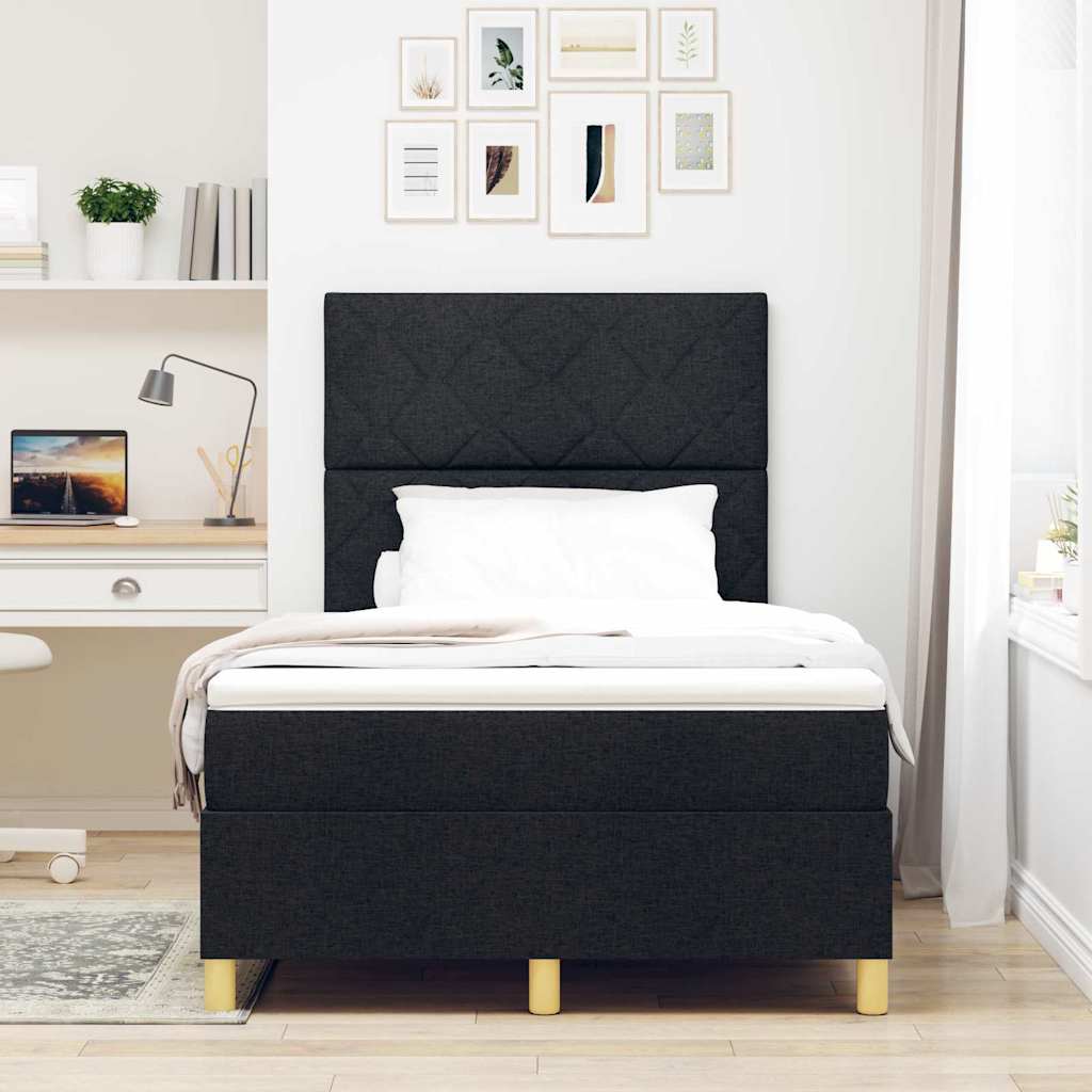LED Box Spring Bed met matras Zwart 120 x 190 cm Stof is nu te koop bij PeponiXL, paradijselijk wonen!