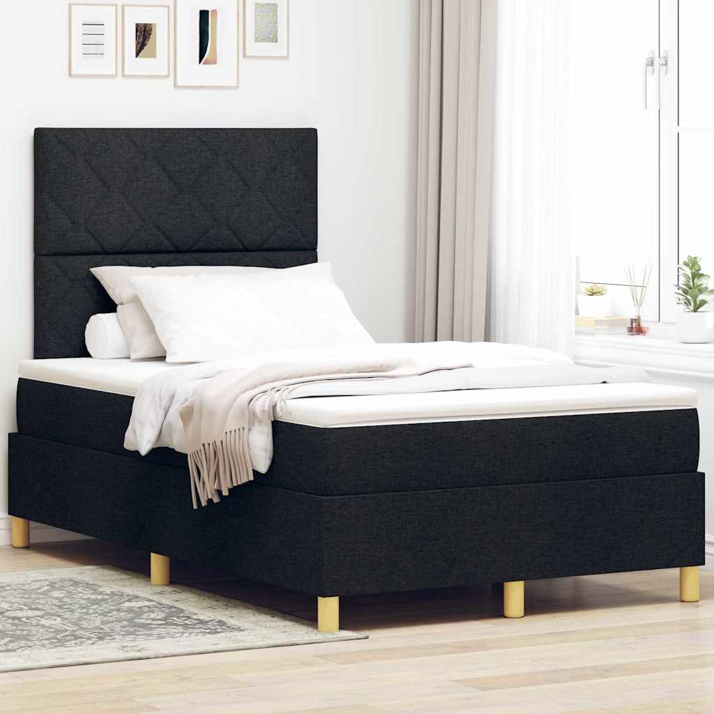 LED Box Spring Bed met matras Zwart 120 x 200 cm Stof is nu te koop bij PeponiXL, paradijselijk wonen!