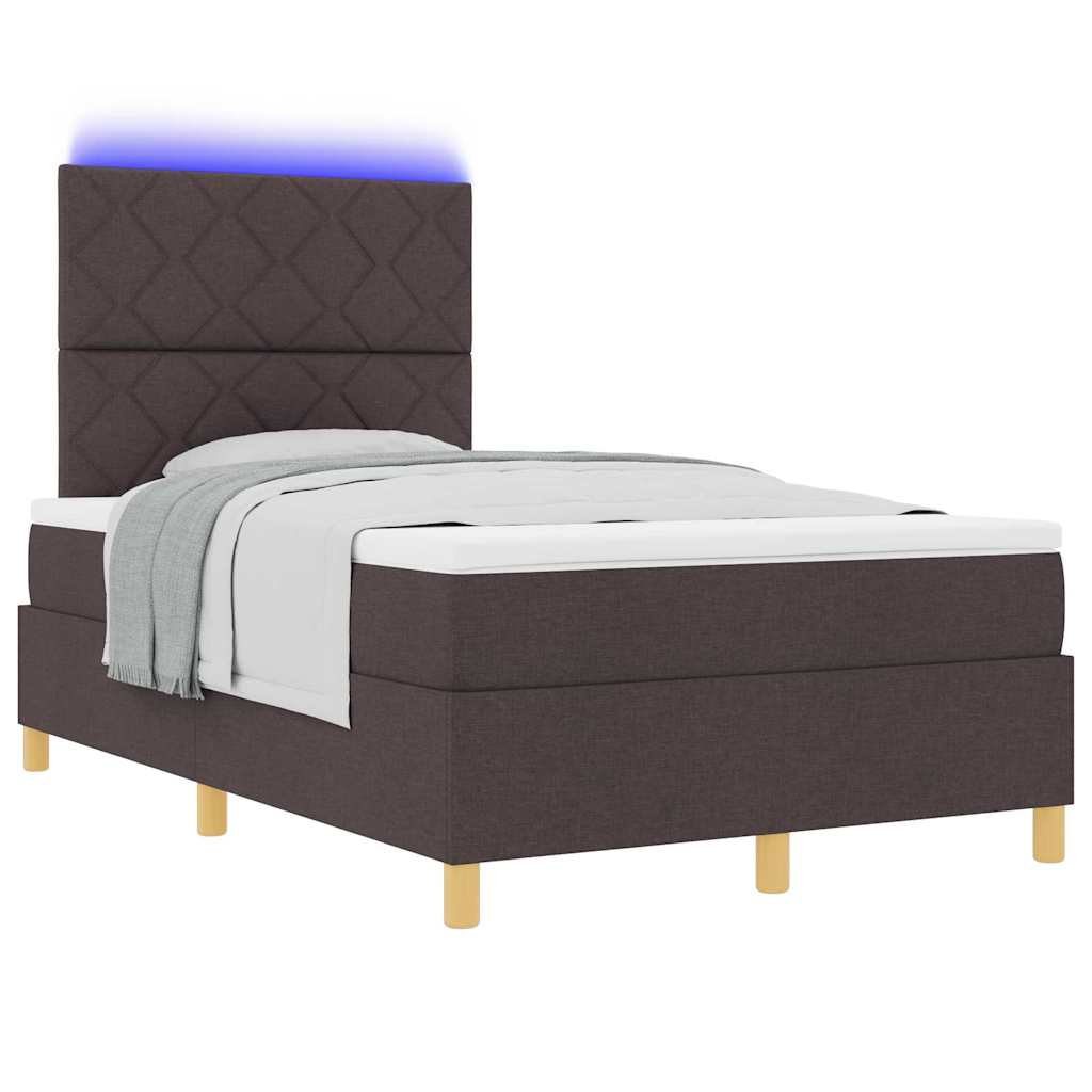 LED Box Spring Bed met matras Donkerbruin 120 x 200 cm Stof is nu te koop bij PeponiXL, paradijselijk wonen!