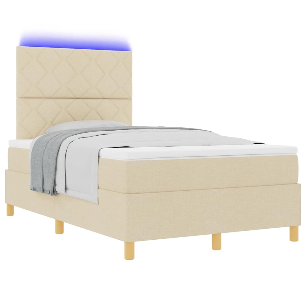 LED Box Spring Bed met matras Crème 120 x 200 cm Stof is nu te koop bij PeponiXL, paradijselijk wonen!