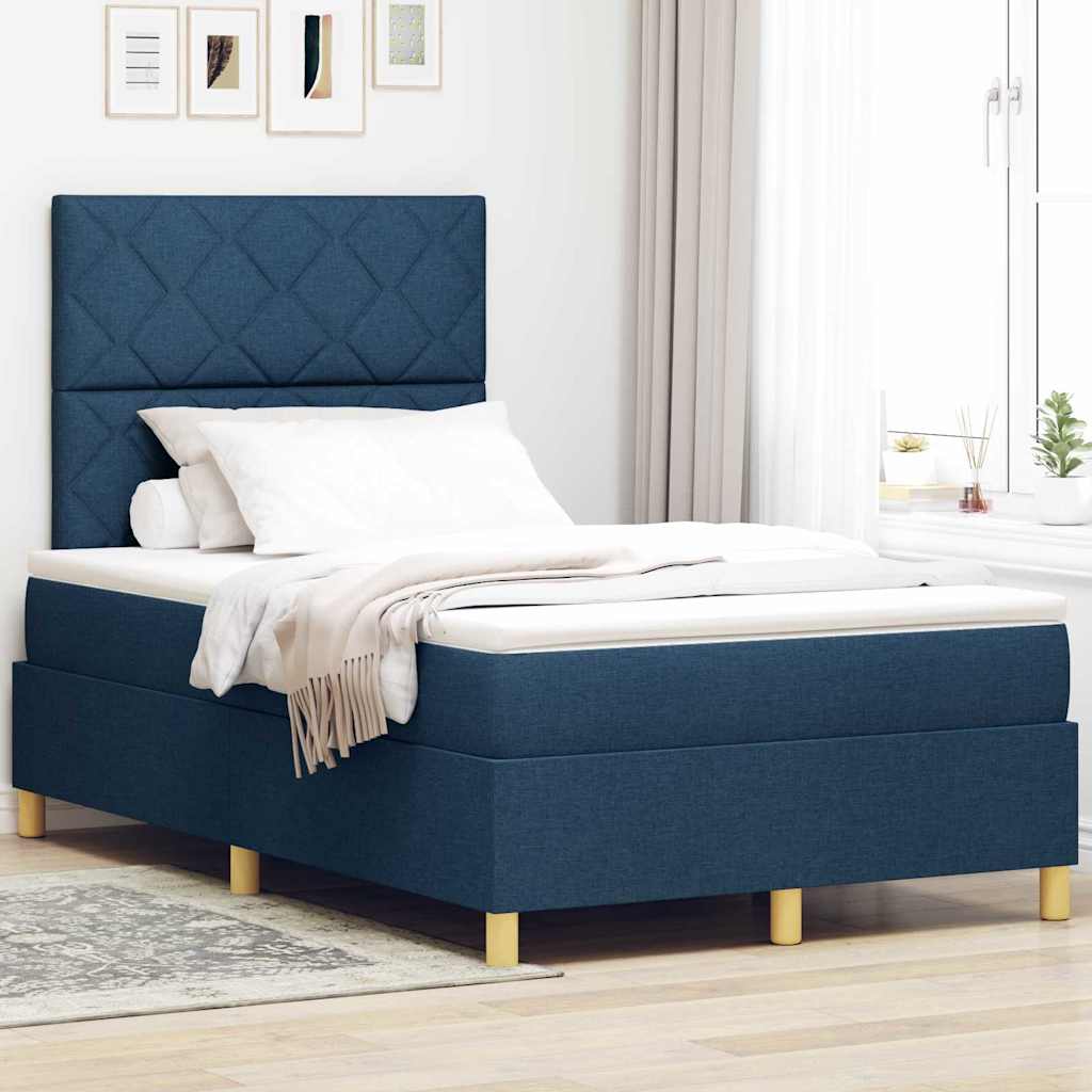 LED Box Spring Bed met matras Blauw 120 x 200 cm Stof is nu te koop bij PeponiXL, paradijselijk wonen!