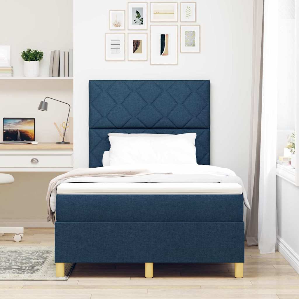 LED Box Spring Bed met matras Blauw 120 x 200 cm Stof is nu te koop bij PeponiXL, paradijselijk wonen!