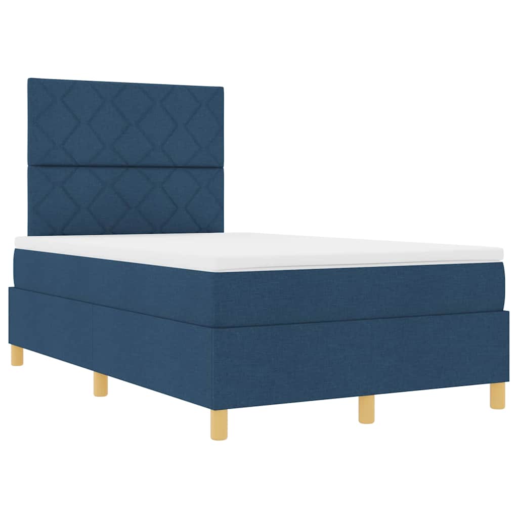 LED Box Spring Bed met matras Blauw 120 x 200 cm Stof is nu te koop bij PeponiXL, paradijselijk wonen!